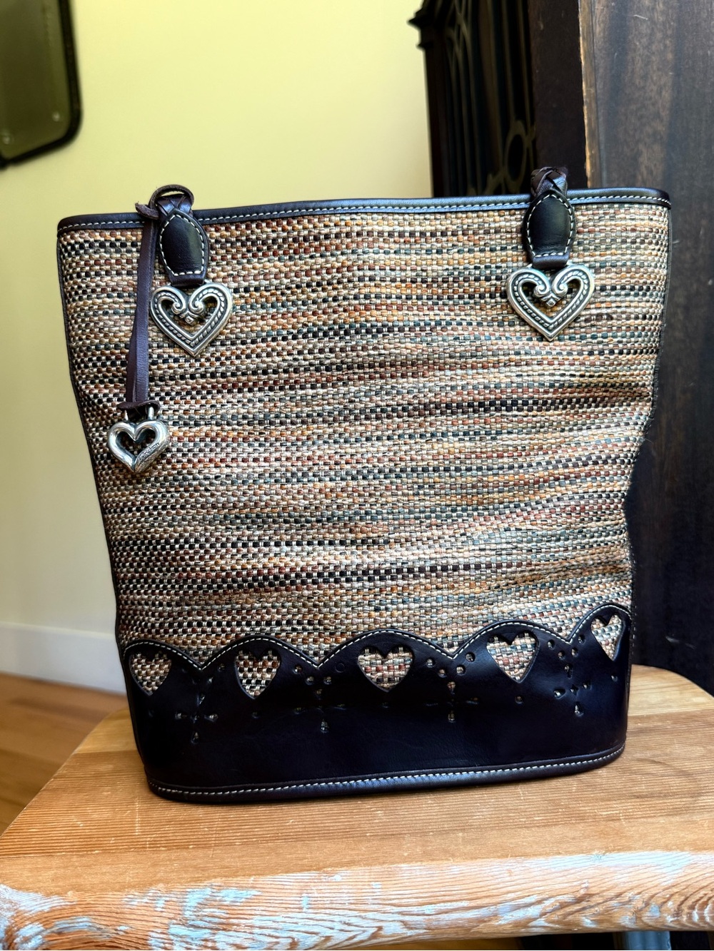 Brighton Y2K Caroline woven tweed/leather tote